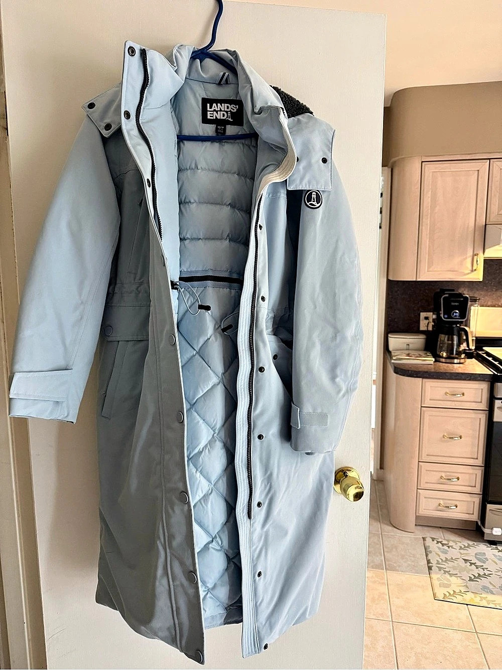 Lands' End Women's Puffer Coat Blue Size Medium/Petite Never Used